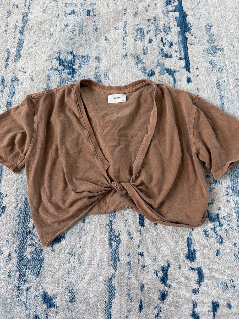 Joah Brown Cropped Knot Front Top - Brown